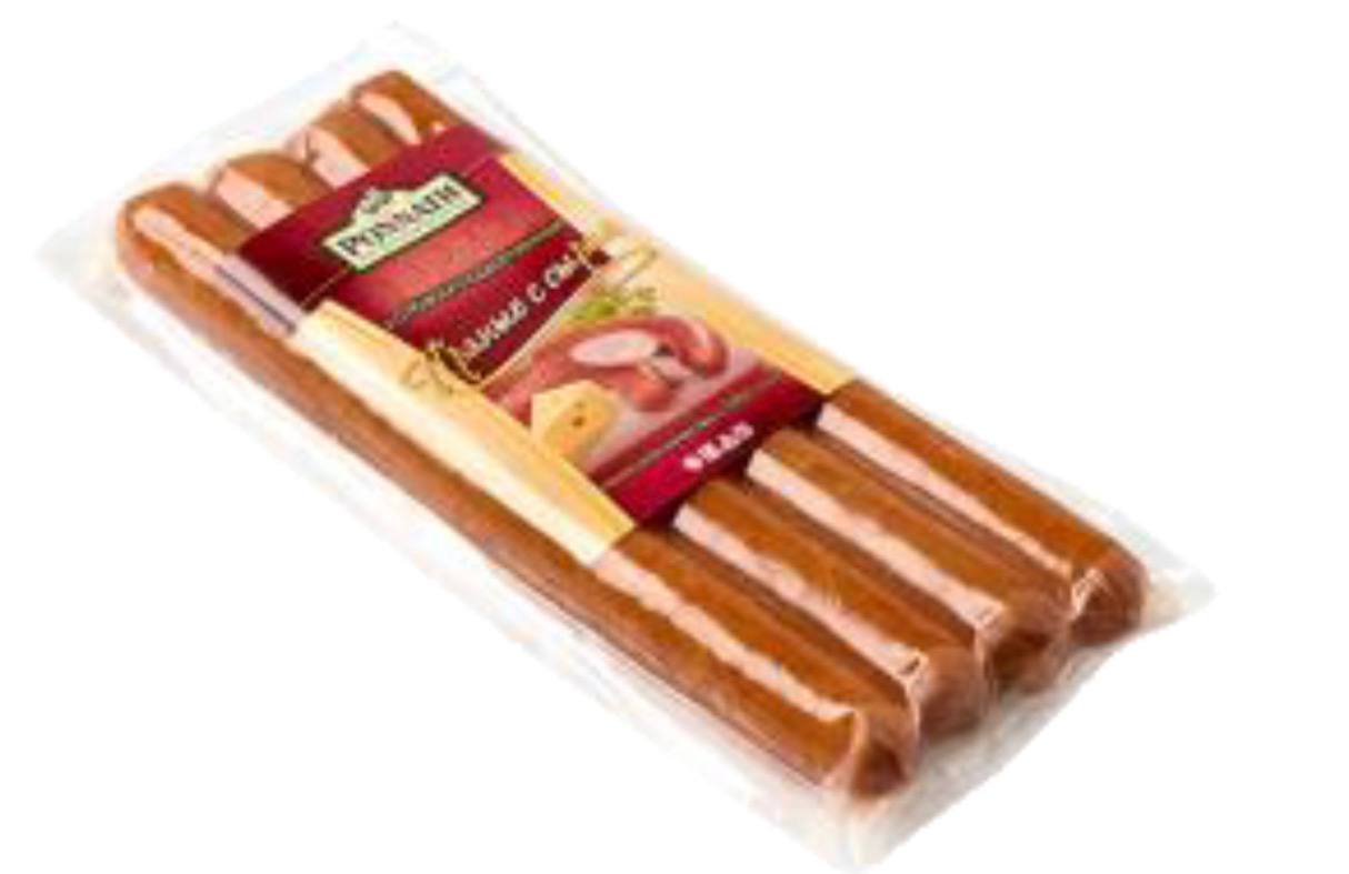 Колбаски "Пряные с сыром"(подкопченные), 4 шт. х 50 гр., вес.